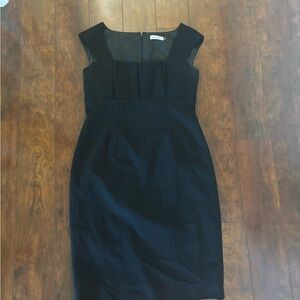 Calvin Klein Black Sheath Scoop Neck Sleeveless Knee Length Dress Zip 8